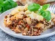 Beef bacon and baked pasta