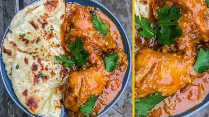 Coconut chicken curry and naan